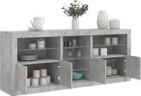 vidaXL Dressoir met LED-verlichting, betongrijs, 162x37x67 cm