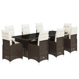 VidaXL 9-delige Bistroset met Kussens, Beige, Polyrotan
