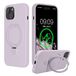 kwmobile Hoesje met Ringstandaard voor Apple iPhone 15 - Compatibel met MagSafe - Siliconen Beschermhoes met Microvezel Voering en Standaard - lavendel