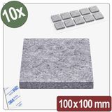 Quadrios 26SA114 Viltglijders Zelfklevend, Vierkant Grijs 100 x 100 x 4 mm (10 stuks)
