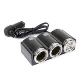 PNI Auto-sigarettenaansteker splitter 20 12V/24V 2 uitgangen, 2 x USB, LED-indicator
