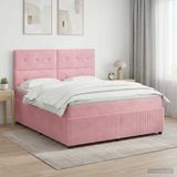 vidaXL Boxspringbed met matras Roze 140 x 200 cm Fluweel