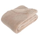 Atmosphera Fleece deken of plaid harig - beige - 180 x 230 cm - polyester