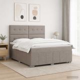 vidaXL Boxspringbed met matras, taupekleurig, 140 x 190 cm, met stoffen bekleding