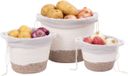 Relaxdays aardappelopslag, 3-delige set, aardappelzakken met handvat, katoen & polyester, verschillende maten, wit/beige