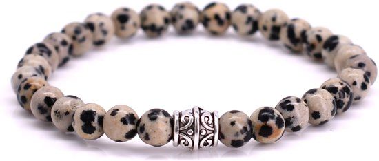 FortunaBeads Basic Dalmation Armband – Heren – Natuursteen – Large 20cm