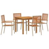 vidaXL Eettafel Set Beige Massief Acacia Hout