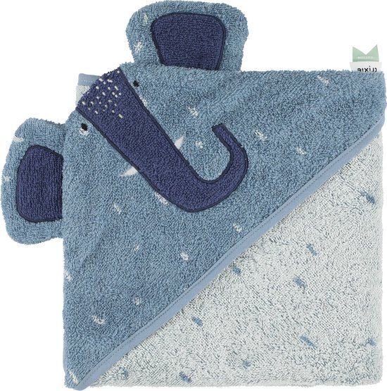 Trixie Badcape - Mrs. Elephant - 75x75cm - Biologisch Katoen - Blauw