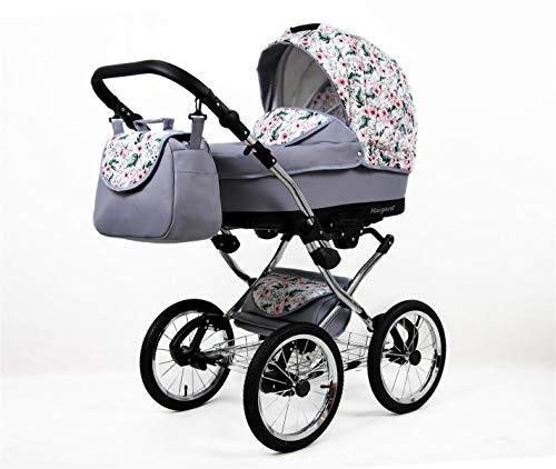 SaintBaby Kinderwagen 3in1 Retro Autostoeltje Buggy Isofix Nostalgica Silver By Wild Flowers 3in1 met autostoeltje