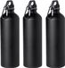 Merkloos / Sans marque Makito Western Europe Waterfles/drinkfles Thor - 3x - zwart - aluminium - schroefdop - karabijnhaak - 800 ml - Sportfles/Bidon