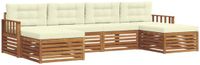 vidaXL - Bank loungeset - 6 zitplekken - Massief Acacia Hout - Natuurlijk en Crème