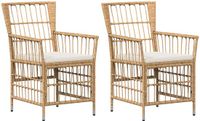 vidaXL Tuinstoelen 2 stuks Naturel PE-rotan, Staal en Polyester Stof