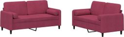 vidaXL 2-delige Loungeset met kussens fluweel wijnrood