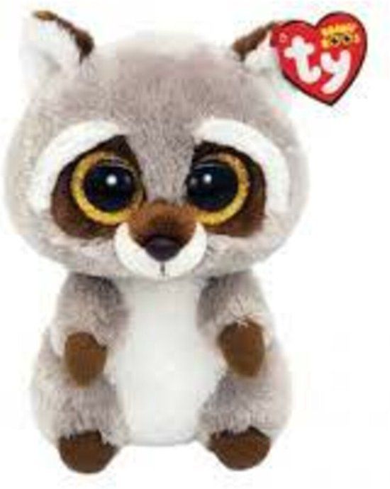 Ty - Beanie Boos Oakie Racoon Knuffel - 15cm - Grijs/Bruin
