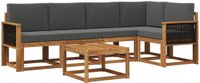 vidaXL Acacia Hout Bank Loungeset Natuurlijk en Antraciet