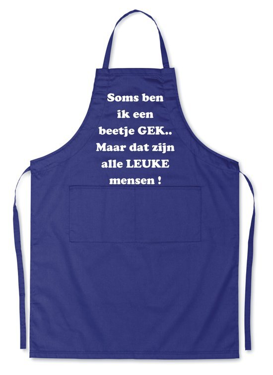 mijncadeautje kitchenware Mijncadeautje Schort - Een beetje gek - opdruk wit - mooie en exclusieve keukenschort - blauw