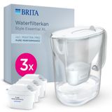 BRITA Style Essential XL Maxtra Pro Pure Performance carafe à eau avec filtre, blanc, 3,6 l, 3 pièces