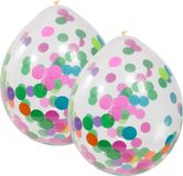 Merkloos / Sans marque Feest ballonnen transparant met confetti - multi - 8x stuks - 30 cm