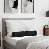VidaXL Bolster kussens 2 st stof zwart ø 15 x 40 cm