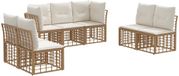 vidaXL Naturel Polyester Chaise Longue Loungeset