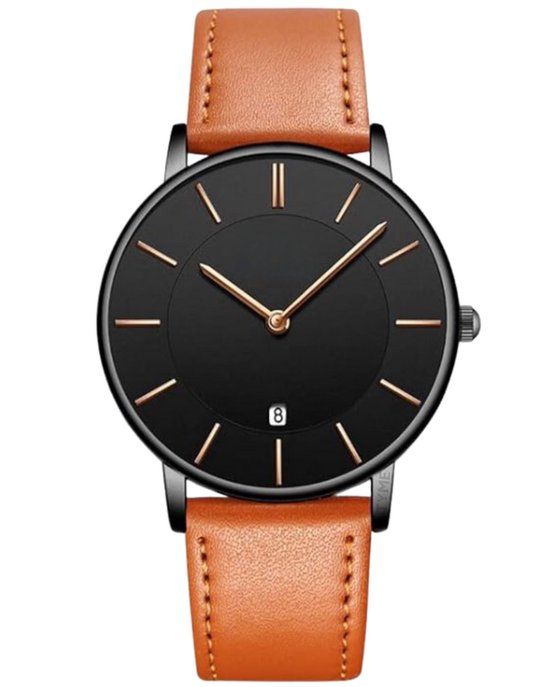 Tyme Oslo Heren Horloge - 39.5mm - Zwart/Bruin