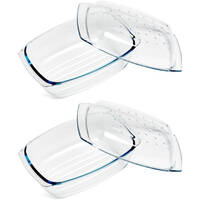 Cosy&Trendy 2x Ovenschaal glas met deksel 34 x 22 x 7 cm - 4,1 L - Glazen ovenschalen