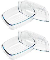 Cosy&Trendy 2x Ovenschaal glas met deksel 34 x 22 x 7 cm - 4,1 L - Glazen ovenschalen