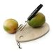 Fackelmann Mangogabel 21 cm, hoogwaardige keukenhulp met functioneel deel van verenstaal, kinderlijk eenvoudig opspiesen en vasthouden van mango, schoon werken gegarandeerd (kleur: zwart/zilver)