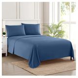 Twin Sweet Home Collection Twin XL lakens, ademende luxe lakens met volledig ingebouwde elastische & veilige hoekbanden, 1800 Supreme Collection, extra zachte beddengoedset met hoge hoek, lakenset, twin XL, denim