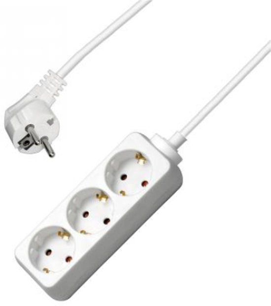 Allteq Stekkerdoos - 3-voudig - Wit - 5 meter