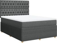 vidaXL Boxspring met matras, stof, donkergrijs, 140x200 cm