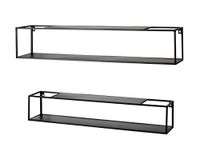 HAKU Wandplank set van 2 zwart, metaal - Maat: B 75/85 cm x H 14/17 cm x D 14/17 cm, Stijl: Modern