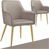 tectake® Chaise de salle à manger Avane - Aspect velours - Set de 2 - Taupe