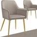 tectake® Chaise de salle à manger Avane - Aspect velours - Set de 2 - Taupe