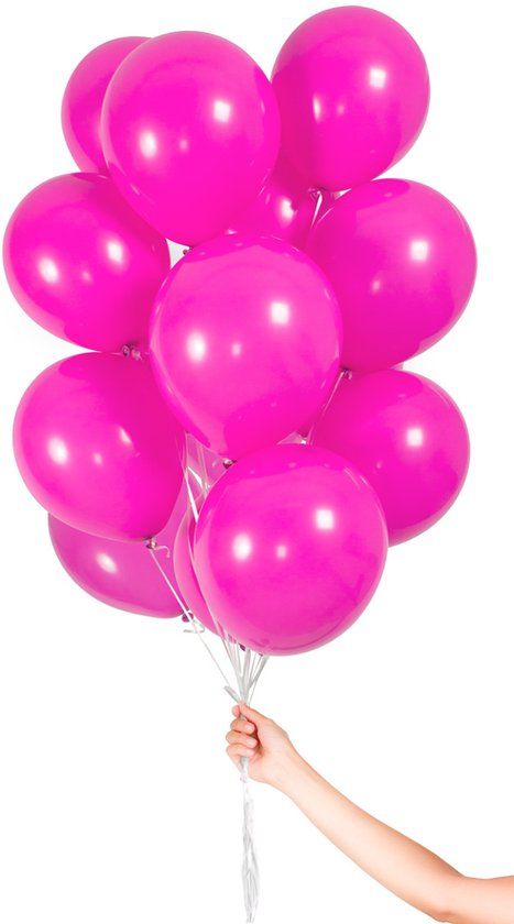 Folat Magenta Ballonnen met Lint 23cm - 30 stuks