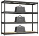 SONGMICS Opbergrek – 4 stevige planken van 8 mm dik MDF – Draagvermogen tot 2000 kg – Inktzwart – 60 x 200 x 183 cm
