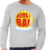 Bellatio Decorations Shoppartners Bv Foute kersttrui kerstbal geel op grijze sweater voor heren - XL