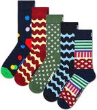 Happy Socks 5-Pack Graphic Socks Dames Navy Gestreept Katoen/Polyamide/Elastaan 36-40