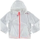 Peak Mountain Meisjes windjack met capuchon, winddicht, lange mouw, zijzakken, rits- en klittenbandsluiting, effen, wit, 5 jaar, nylon, Lente/Zomer 2022