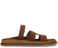 Manfield Dames Bruine suède slippers met bandje Maat 37
