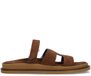 Manfield Dames Bruine suède slippers met bandje Maat 37