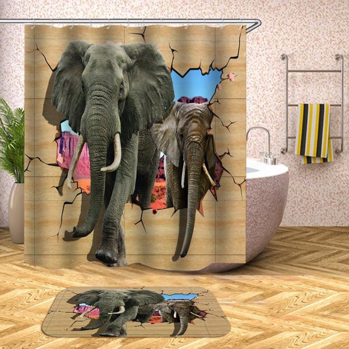JMKA Douchegordijn - 180 x 180 cm - Bruin - Polyester