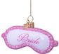 Vondels Glazen kerstbal - slaapmasker 'bride' 4.5cm roze, wit