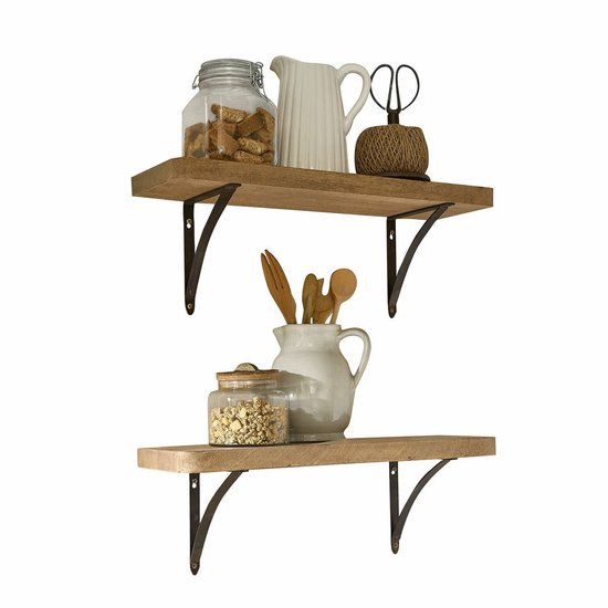 LOBERON Wandplank set van 2 Thalindria bruin/zwart