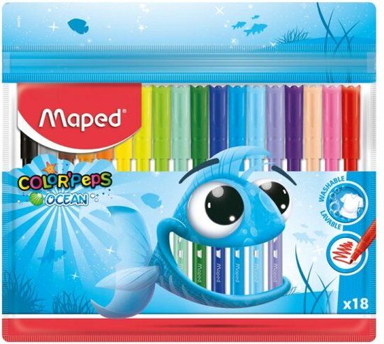 Maped Office Maped Color'Peps 845721, 18 kleuren, Verschillende kleuren, 2 mm, Meerkleurig, Rond, Jongen/meisje