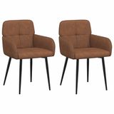 vidaXL Eetstoelen 2 stuks Kunst Suède Leer Bruin 59 x 56,5 x 85 cm