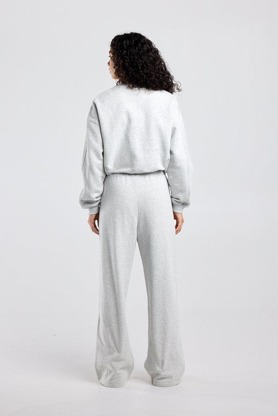 AT B.V. Sweater Siloh Loose Fit Ronde hals Lange mouw Gestreept Katoen 80% / Recycled Polyester 20% S Mid grey melange