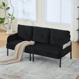 STILVORA Zitbank 171x72x80 Cm - Driezitsbank Met Zijvak En Ergonomische Rug - Voor Woonkamer Slaapkamer En Kantoor - Corduroy Zwart