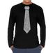 Bellatio Decorations Chemise de déguisement homme - cravate paillettes argent - noir - carnaval - manches longues XXL