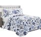 Lush Decor Cynthia Jacobean Quilt 3-delige omkeerbare beddengoedset, volledige koningin, blauw, katoen
